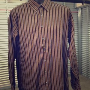 Brown Georg Roth collared shirt.  Silver threading